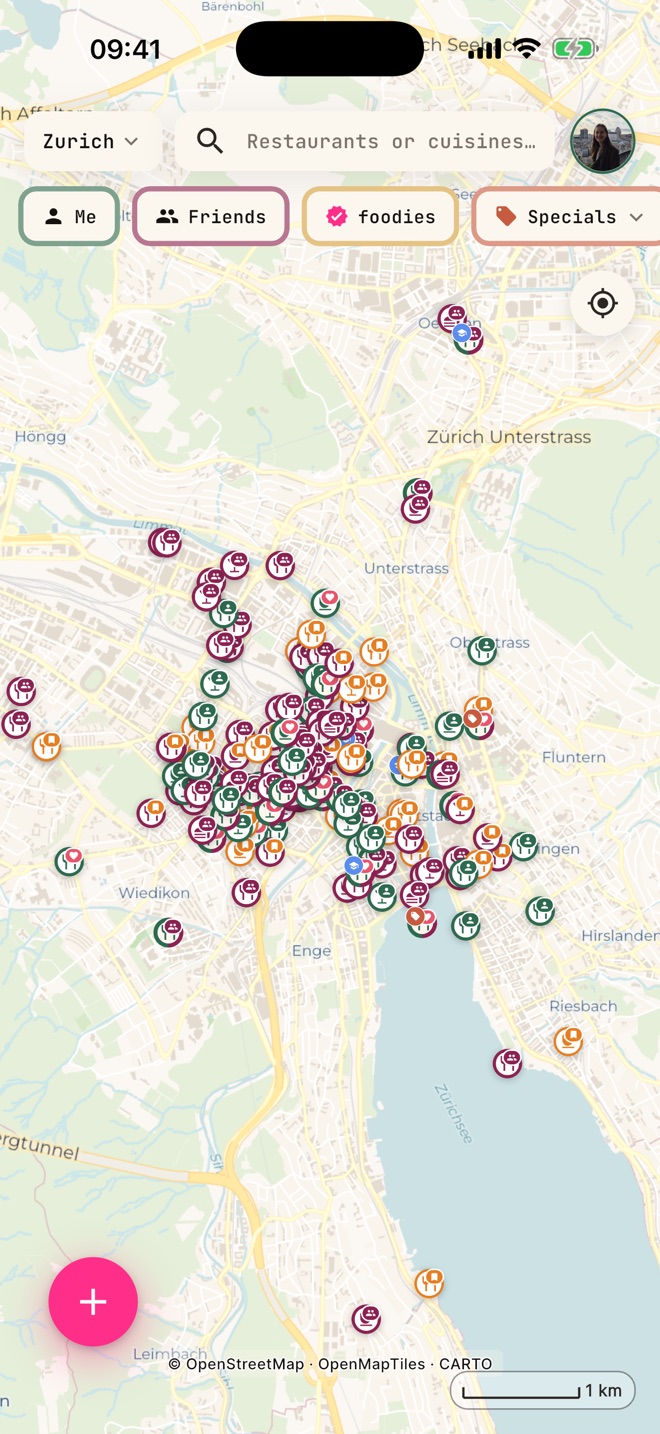 foodprints map of Zürich restaurants